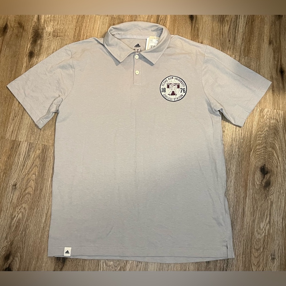 NWT Adidas Texas A&M University Texas Aggies Polo Grey Size Medium
